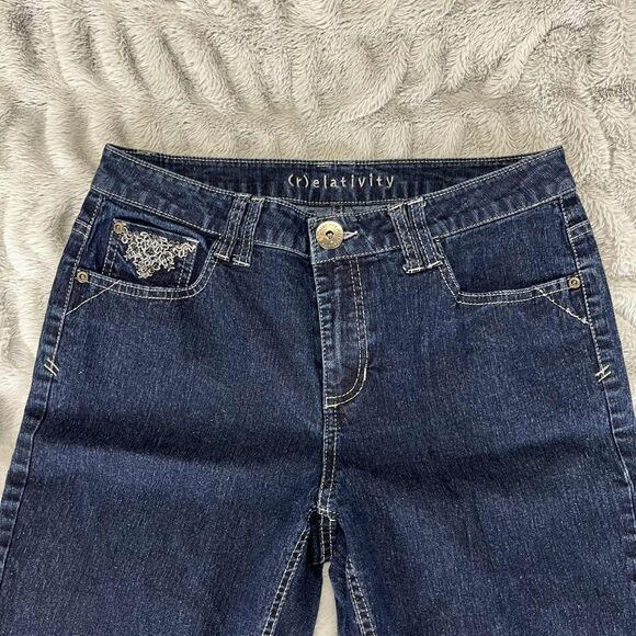 Relativity Jeans Women 10 Bootcut Dark Wash Denim Embroidered Rodeo Western Boho - Picture 3 of 12